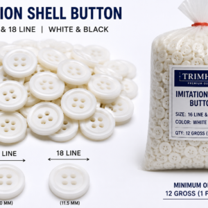 White Imitation Shell Button for Shirts & Blouses | 16 Line | 18 Line | TrimHub