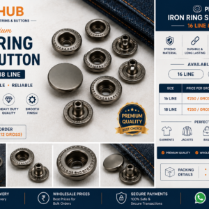 Premium Iron Ring Snap Button 16 Line & 18 Line | Heavy Duty Garment Snap Button | TrimHub India